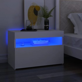 Mesita de noche luces LED 2 uds contrachapada blanco 60x35x40cm de vidaXL, Mesitas de noche - Ref: Foro24-3082775, Precio: 74...