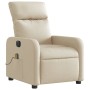 Sillón reclinable de masaje eléctrico tela color crema de , Sillones - Ref: Foro24-3206698, Precio: 264,07 €, Descuento: %