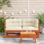 Garden corner sofas and cushions 2 pcs wax brown pine wood by , Modular outdoor sofas - Ref: Foro24-838074, Price: 187,03 €, ...