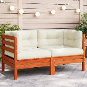 Garden corner sofa and wax brown pine wood cushions by , Modular outdoor sofas - Ref: Foro24-838150, Price: 106,43 €, Discoun...