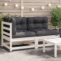 2-Sitzer-Gartensofa mit massiven Kissen aus weißem Kiefernholz von , Modulare Sofas für den Außenbereich - Ref: Foro24-838119...