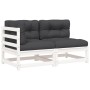 2-seater garden sofa with solid white pine wood cushions by , Modular outdoor sofas - Ref: Foro24-838119, Price: 169,65 €, Di...