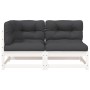 2-Sitzer-Gartensofa mit massiven Kissen aus weißem Kiefernholz von , Modulare Sofas für den Außenbereich - Ref: Foro24-838119...