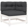 2-Sitzer-Gartensofa mit massiven Kissen aus weißem Kiefernholz von , Modulare Sofas für den Außenbereich - Ref: Foro24-838119...