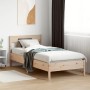 Bed frame with solid pine wood headboard 100x200 cm by , Beds and slatted bases - Ref: Foro24-842654, Price: 78,69 €, Discoun...