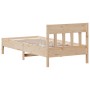 Bed frame with solid pine wood headboard 100x200 cm by , Beds and slatted bases - Ref: Foro24-842654, Price: 78,69 €, Discoun...