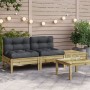 2-seater garden sofa with cushions and footrest by , Modular outdoor sofas - Ref: Foro24-838184, Price: 138,86 €, Discount: %