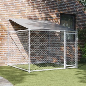 Jaula de perros techo y puerta acero galvanizado gris 2x2x2 m de , Casetas y cercados para perros - Ref: Foro24-172559, Preci...