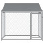 Dog cage roof and door gray galvanized steel 2x2x2 m by , Dog kennels and fences - Ref: Foro24-172559, Price: 153,13 €, Disco...