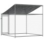 Dog cage roof and door gray galvanized steel 2x2x2 m by , Dog kennels and fences - Ref: Foro24-172559, Price: 153,13 €, Disco...