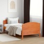 Estructura cama con cabecero madera pino marrón cera 100x200 cm de , Camas y somieres - Ref: Foro24-842565, Precio: 113,47 €,...