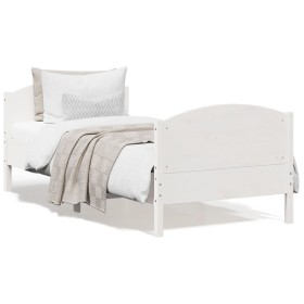 White pine wood bed frame with headboard 90x200 cm by , Beds and slatted bases - Ref: Foro24-842567, Price: 108,99 €, Discoun...