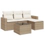 Garden sofa set with cushions 5 pieces beige synthetic rattan by , Modular outdoor sofas - Ref: Foro24-3251215, Price: 404,66...