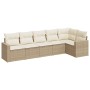 Gartensofa-Set mit Kissen, 6-teilig, beiges synthetisches Rattan von , Modulare Sofas für den Außenbereich - Ref: Foro24-3251...