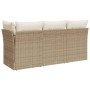 3-seater garden sofa with beige synthetic rattan cushions by , Outdoor sofas - Ref: Foro24-366076, Price: 266,09 €, Discount: %