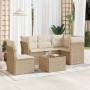 Gartensofa-Set mit Kissen, 6-teilig, beiges synthetisches Rattan von , Gartensets - Ref: Foro24-3249487, Preis: 473,63 €, Rab...