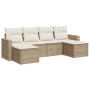 Gartensofa-Set mit Kissen, 6-teilig, beiges synthetisches Rattan von , Modulare Sofas für den Außenbereich - Ref: Foro24-3251...