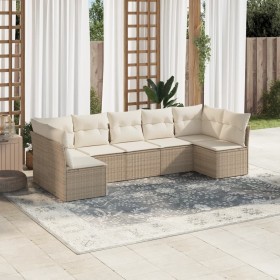 7-teiliges Gartensofa-Set und beigefarbene synthetische Rattankissen von , Gartensets - Ref: Foro24-3249267, Preis: 595,94 €,...