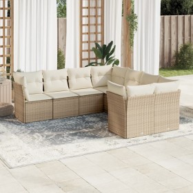 Gartensofa-Set mit beigen Kissen 8 Stück PE-Rattan von , Gartensets - Ref: Foro24-3250427, Preis: 650,46 €, Rabatt: %