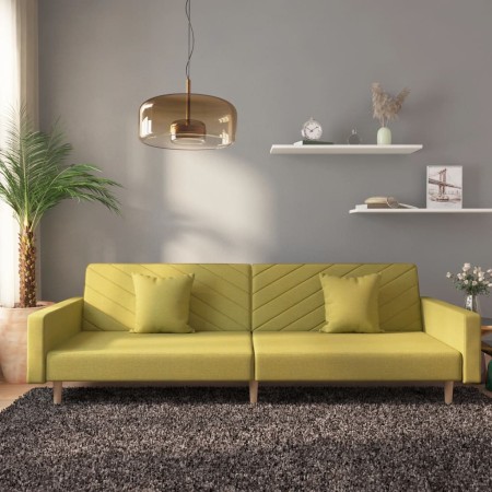 Sofá cama de 2 plazas con dos almohadas tela verde de , Sofás - Ref: Foro24-375905, Precio: 251,34 €, Descuento: %