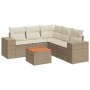 Gartensofa-Set mit Kissen, 6-teilig, beiges synthetisches Rattan von , Gartensets - Ref: Foro24-3257773, Preis: 551,37 €, Rab...