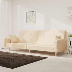 2-seater sofa bed with two pillows in cream fabric by , Sofas - Ref: Foro24-375744, Price: 235,64 €, Discount: %