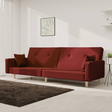 2-seater sofa bed with two pillows in wine-colored fabric by , Sofas - Ref: Foro24-375746, Price: 250,12 €, Discount: %