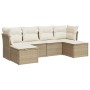 Gartensofa-Set mit Kissen, 6-teilig, beiges synthetisches Rattan von , Gartensets - Ref: Foro24-3249847, Preis: 472,80 €, Rab...