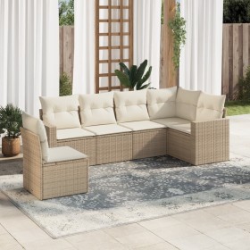 Garden sofa set with cushions 6 pieces beige synthetic rattan by , Modular outdoor sofas - Ref: Foro24-3251365, Price: 482,99...