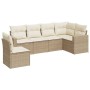 Gartensofa-Set mit Kissen, 6-teilig, beiges synthetisches Rattan von , Modulare Sofas für den Außenbereich - Ref: Foro24-3251...