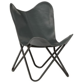 Gray Genuine Leather Children's Butterfly Chair by , Armchairs - Ref: Foro24-246386, Price: 72,67 €, Discount: %