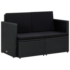 2-seater garden sofa with black synthetic rattan cushions by , Outdoor sofas - Ref: Foro24-45784, Price: 188,80 €, Discount: %