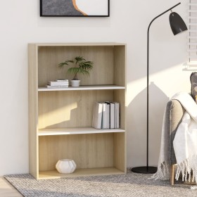 White oak veneer 3-level shelving unit 80x30x114cm by , Bookcases and shelves - Ref: Foro24-801013, Price: 79,51 €, Discount: %