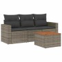 Set de sofás de jardín 4 pzas y cojines ratán sintético gris de , Conjuntos de jardín - Ref: Foro24-3223995, Precio: 259,09 €...