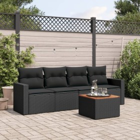 5-teiliges Gartenmöbel-Set und Kissen aus synthetischem Rattan schwarz von , Gartensets - Ref: Foro24-3223997, Preis: 269,65 ...