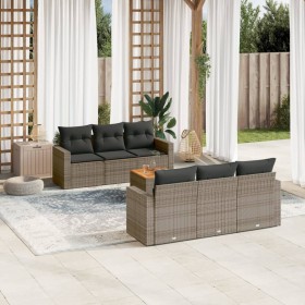 7-piece garden sofa set with gray PE rattan cushions by , Garden sets - Ref: Foro24-3224016, Price: 479,68 €, Discount: %