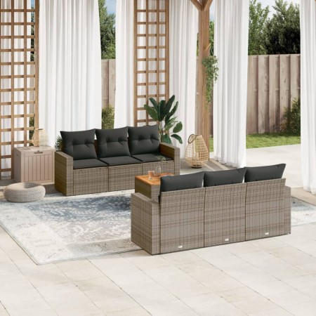 7-piece garden sofa set with gray PE rattan cushions by , Garden sets - Ref: Foro24-3224016, Price: 473,99 €, Discount: %