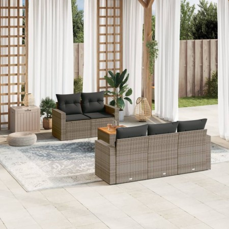 6-piece garden furniture set with gray synthetic rattan cushions by , Garden sets - Ref: Foro24-3224009, Price: 431,61 €, Dis...