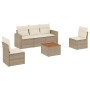 Gartensofa-Set mit Kissen, 6-teilig, beiges synthetisches Rattan von , Gartensets - Ref: Foro24-3224063, Preis: 438,50 €, Rab...