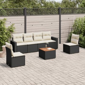 7-teiliges Garten-Esszimmerset und Kissen synthetisches Rattan schwarz von , Gartensets - Ref: Foro24-3224068, Preis: 395,71 ...