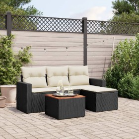 5-teiliges Gartenmöbel-Set und Kissen aus synthetischem Rattan schwarz von , Gartensets - Ref: Foro24-3224089, Preis: 285,34 ...