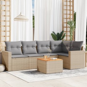 Garden sofa set with 6-piece synthetic rattan beige cushions by , Garden sets - Ref: Foro24-3224113, Price: 409,00 €, Discoun...