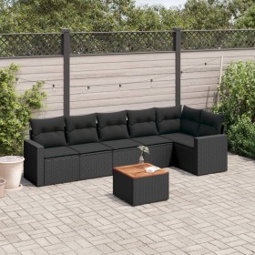 7-teiliges Garten-Esszimmerset und Kissen synthetisches Rattan schwarz von , Gartensets - Ref: Foro24-3224130, Preis: 434,15 ...