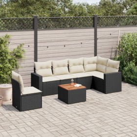 7-teiliges Garten-Esszimmerset und Kissen synthetisches Rattan schwarz von , Gartensets - Ref: Foro24-3224145, Preis: 436,89 ...