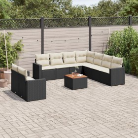 Set de sofás de jardín 10 pzas cojines ratán sintético negro de , Conjuntos de jardín - Ref: Foro24-3224187, Precio: 653,23 €...