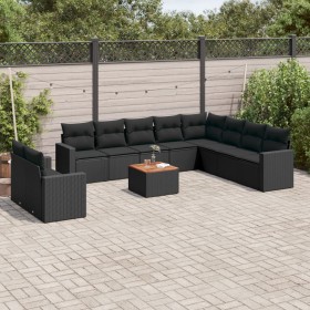 Garden sofa set 11 pieces and black synthetic rattan cushions by , Garden sets - Ref: Foro24-3224193, Price: 670,69 €, Discou...