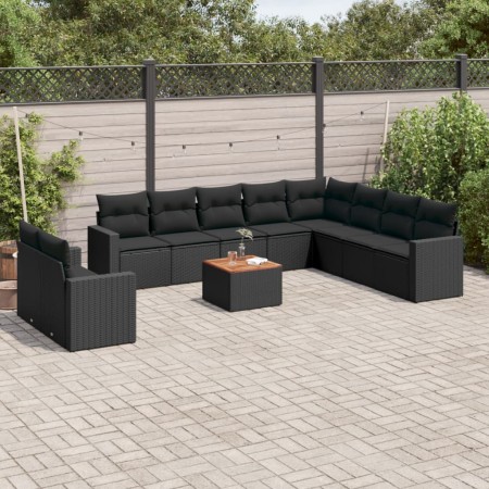 Garden sofa set 11 pieces and black synthetic rattan cushions by , Garden sets - Ref: Foro24-3224193, Price: 638,25 €, Discou...