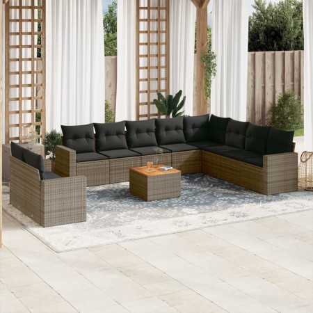 Garden sofa set 11 pieces and gray synthetic rattan cushions by , Garden sets - Ref: Foro24-3224198, Price: 712,61 €, Discoun...