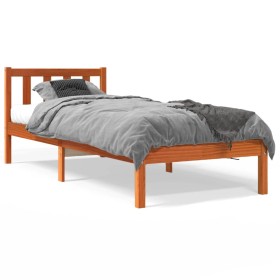 Estructura de cama madera maciza de pino marrón cera 90x190 cm de , Camas y somieres - Ref: Foro24-844802, Precio: 64,99 €, D...