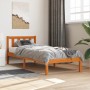 Wax brown solid pine wood bed frame 90x190 cm by , Beds and slatted bases - Ref: Foro24-844802, Price: 65,76 €, Discount: %